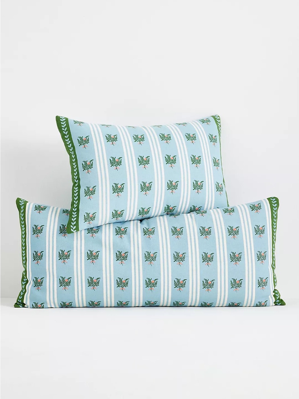 Anthropologie Tess Cotton Screen Printed Floral Striped Pillow